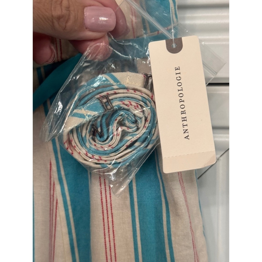 Anthropologie Blue Striped Linen Blend Romper - Picture 5 of 12